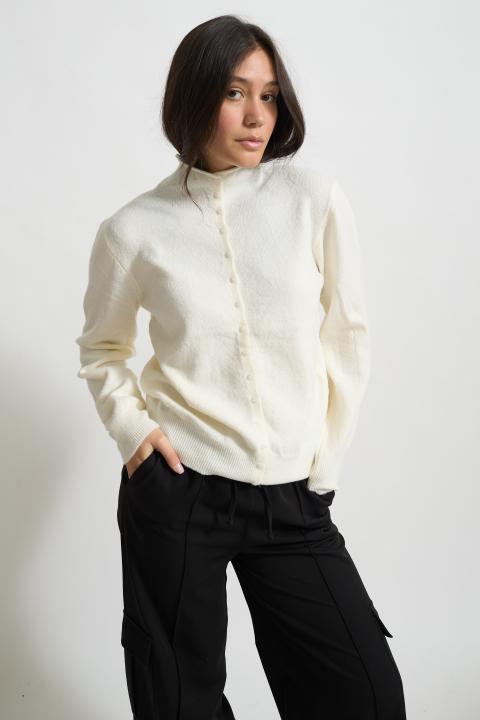 Cardigan collo alto bianco - Autunno - Inverno 2025 | Brend