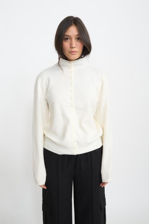 Cardigan collo alto bianco - Autunno - Inverno 2025 | Brend