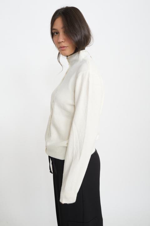 Cardigan collo alto bianco - Autunno - Inverno 2025 | Brend