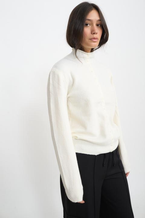 Cardigan collo alto bianco - Autunno - Inverno 2025 | Brend