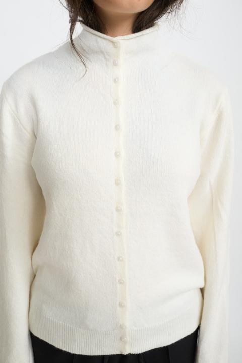Cardigan collo alto bianco - Autunno - Inverno 2025 | Brend