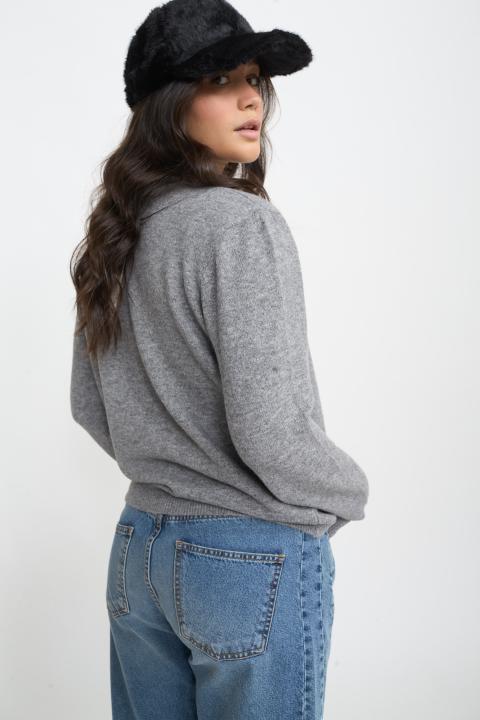 Cardigan collo alto grigio - Autunno - Inverno 2025 | Brend