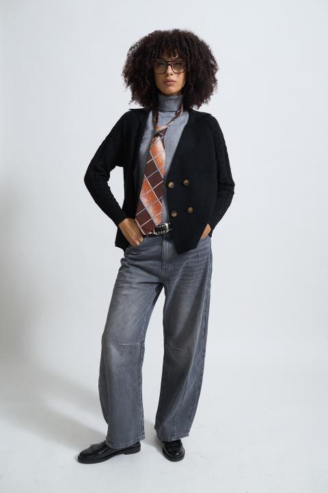Cardigan manica treccia nero - Autunno - Inverno 2025 | Brend