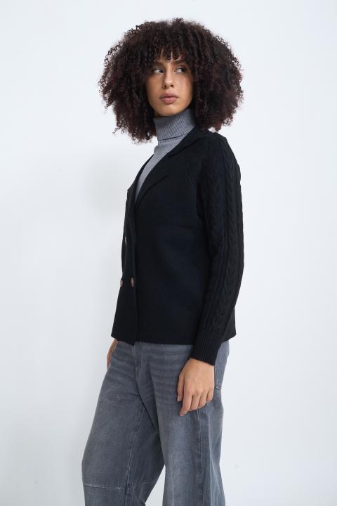 Cardigan manica treccia nero - Autunno - Inverno 2025 | Brend