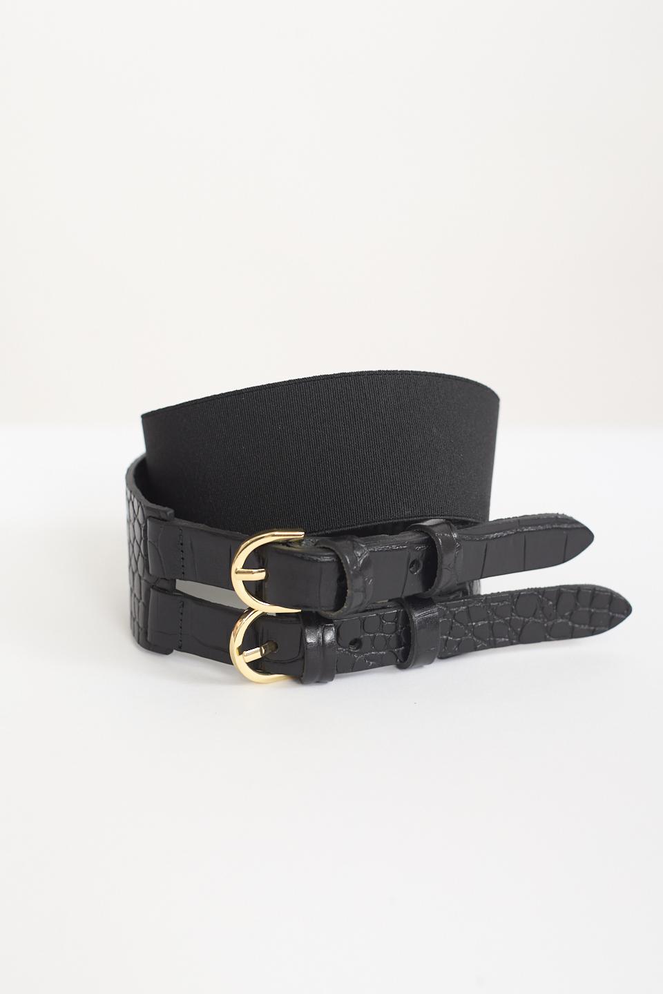 Cintura doppia fibbia coccodrillo nero/oro - Autunno - Inverno 2025 | Brend