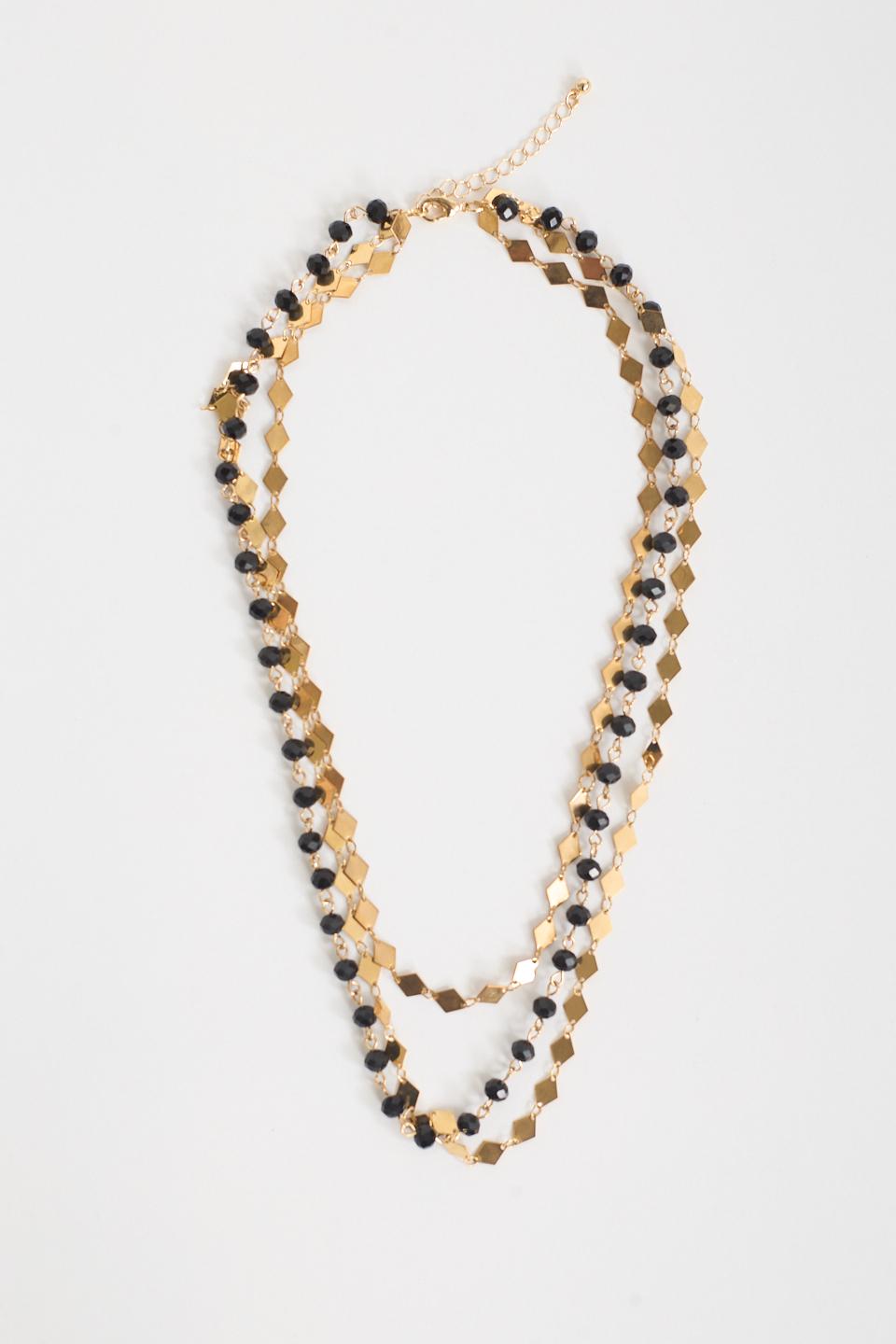 Collana 3 fili rombi e sfere nero - Autunno - Inverno 2025 | Brend