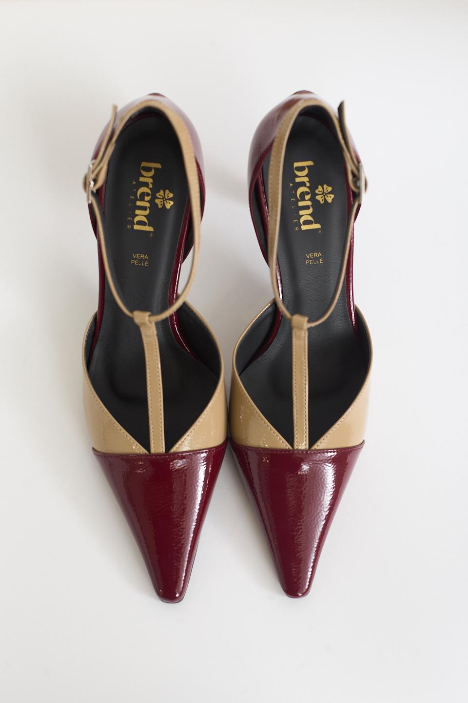 Dècollettè punta cinturino burgundy/beige - Autunno - Inverno 2025 | Brend