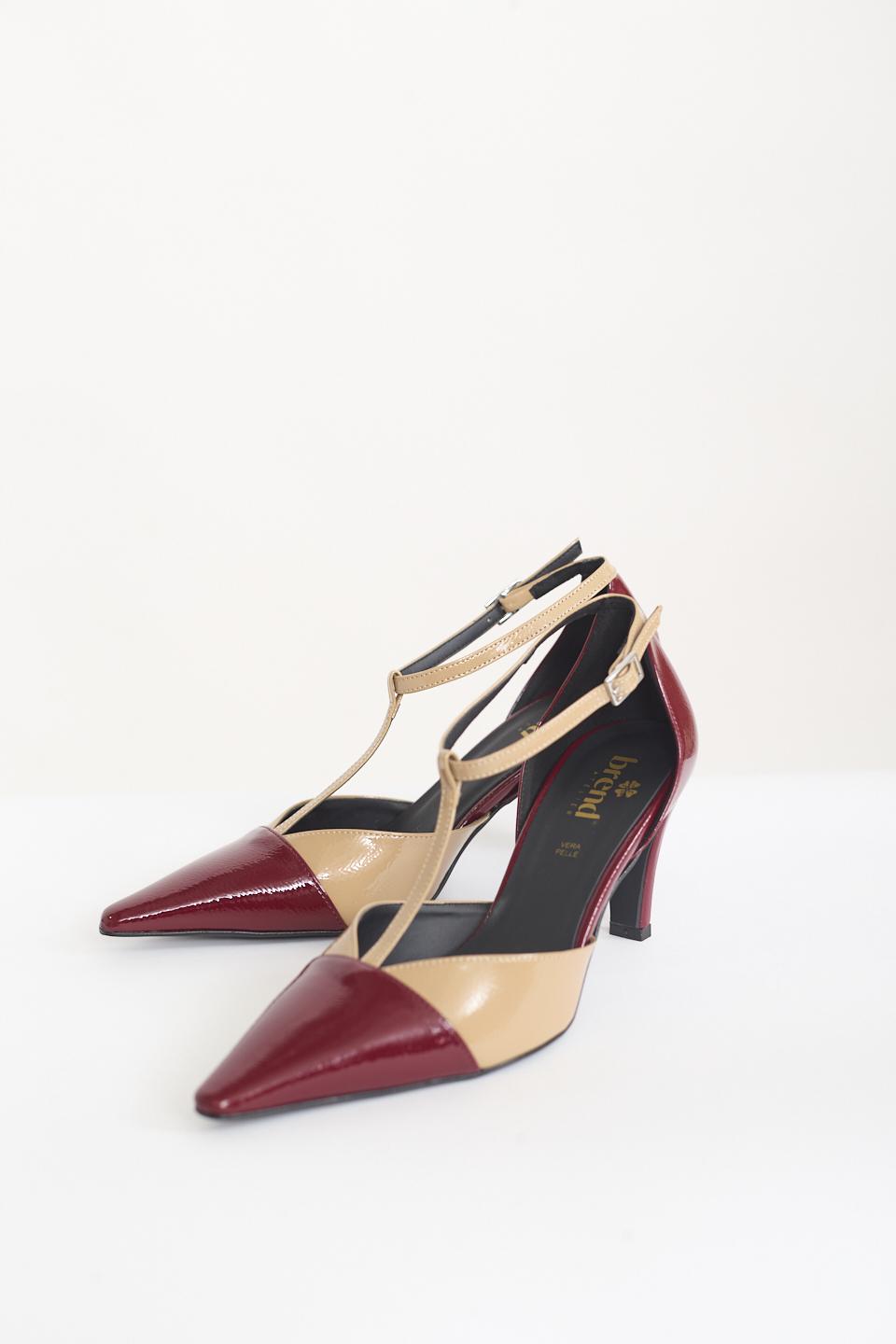Dècollettè punta cinturino burgundy/beige - Autunno - Inverno 2025 | Brend