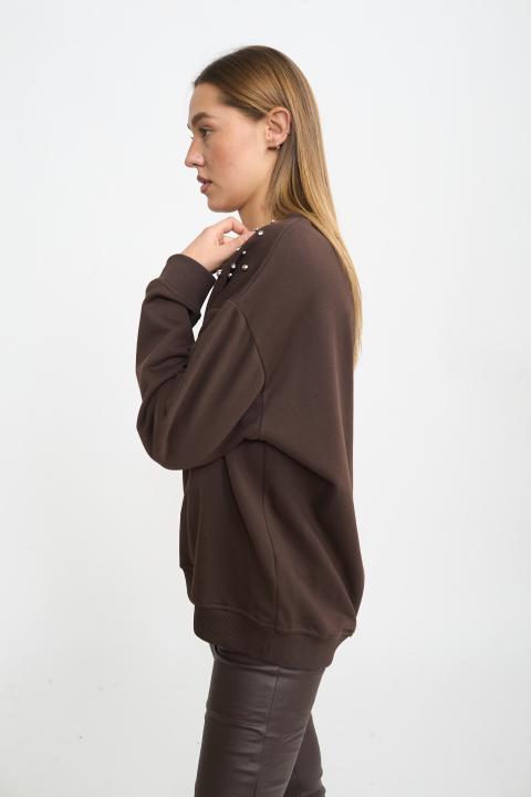 Felpa borchie e strass moro - Autunno - Inverno 2025 | Brend