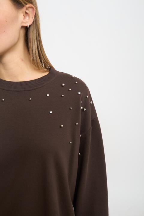 Felpa borchie e strass moro - Autunno - Inverno 2025 | Brend