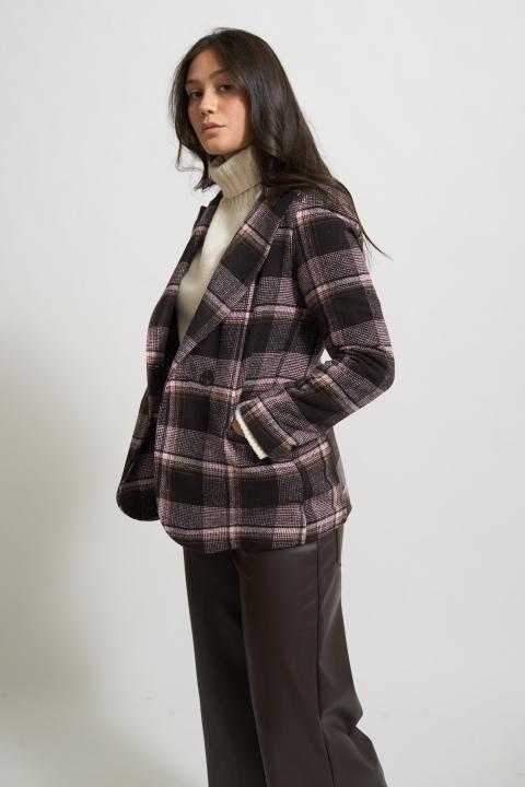 Giacca doppio petto check check moro rosa - Autunno - Inverno 2025 | Brend
