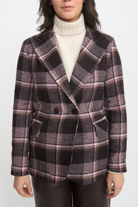 Giacca doppio petto check check moro rosa - Autunno - Inverno 2025 | Brend