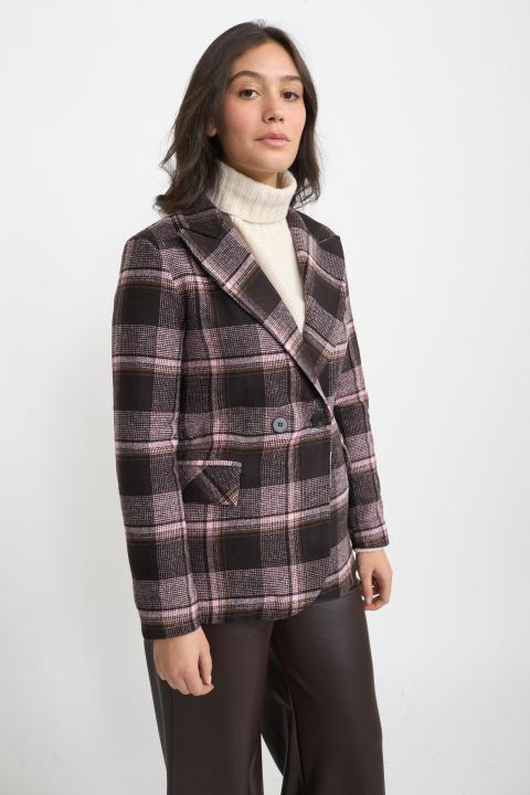 Giacca doppio petto check check moro rosa - Autunno - Inverno 2025 | Brend