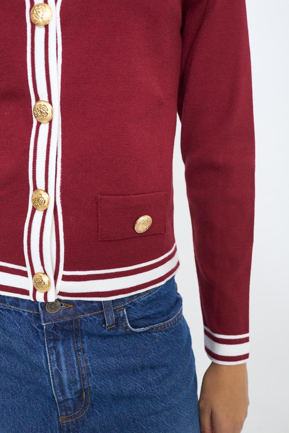 Giacca maglia bottoni rilievo bordeaux - Autunno - Inverno 2025 | Brend