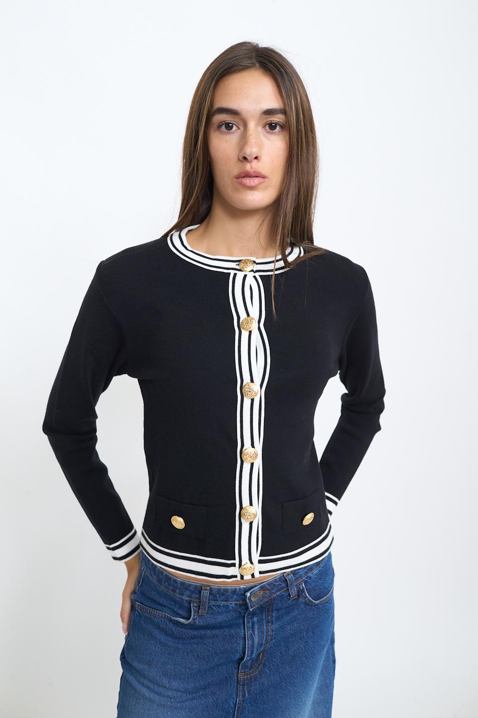 Giacca maglia bottoni rilievo nero - Autunno - Inverno 2026 | Brend