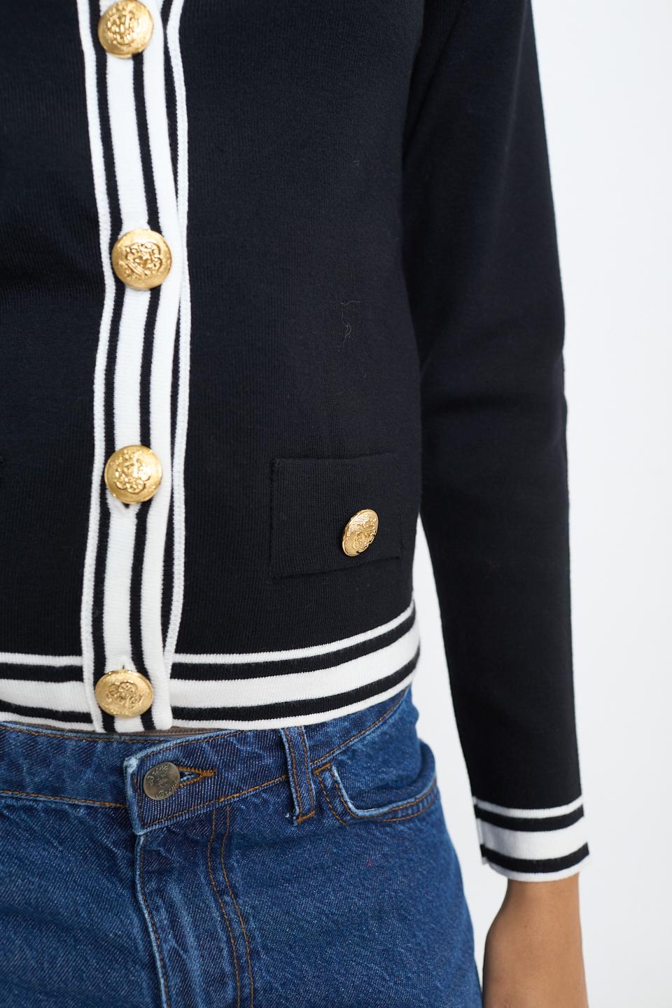 Giacca maglia bottoni rilievo nero - Autunno - Inverno 2026 | Brend