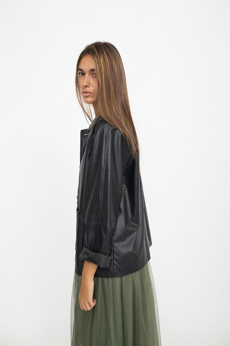 Giacca tasche effetto pelle nero - Autunno - Inverno 2026 | Brend