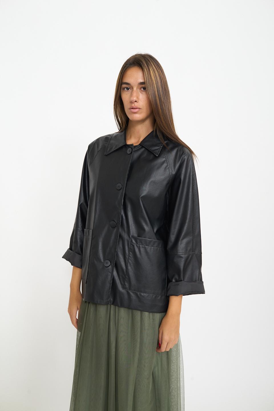 Giacca tasche effetto pelle nero - Autunno - Inverno 2026 | Brend