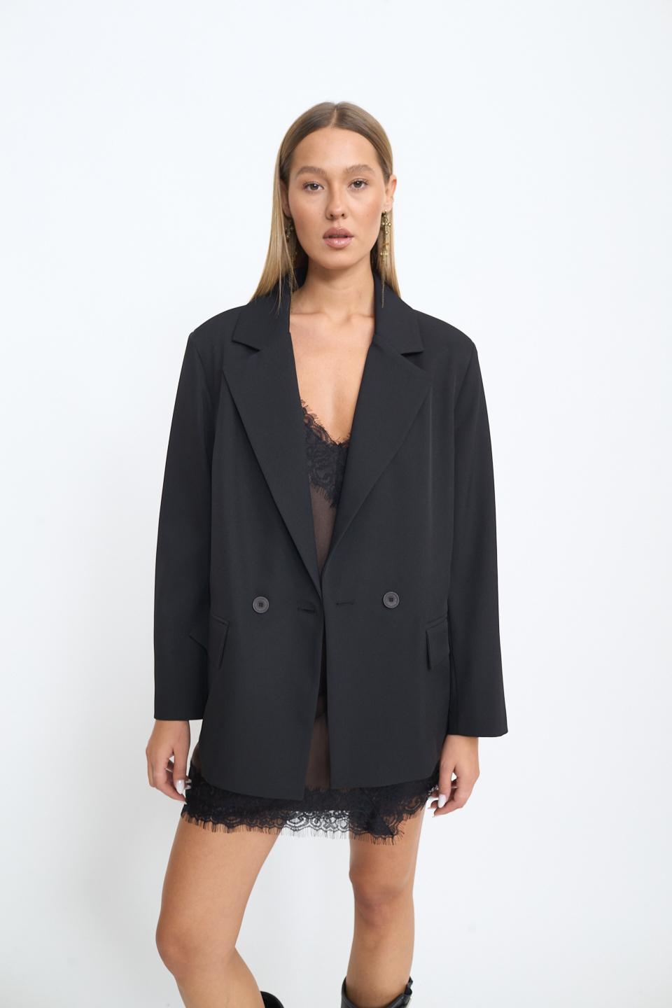 Giacca over doppio petto nero - Autunno - Inverno 2025 | Brend