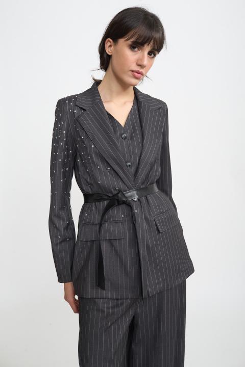 Giacca strass cinta grigio - Autunno - Inverno 2025 | Brend