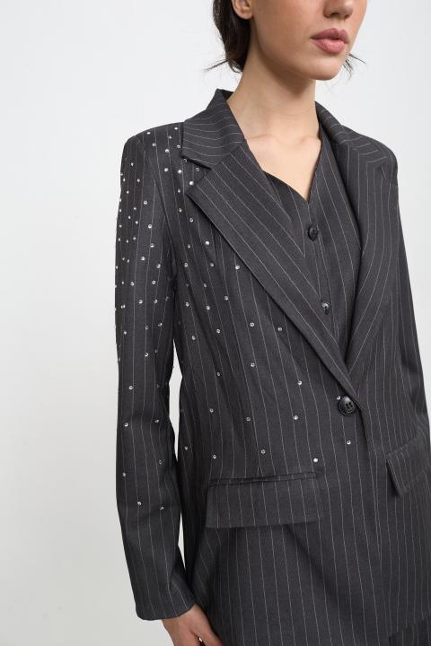 Giacca strass cinta grigio - Autunno - Inverno 2025 | Brend