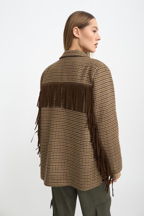 Giacca over frange pied de poule verde - Autunno - Inverno 2025 | Brend