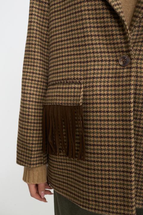 Giacca over frange pied de poule verde - Autunno - Inverno 2025 | Brend