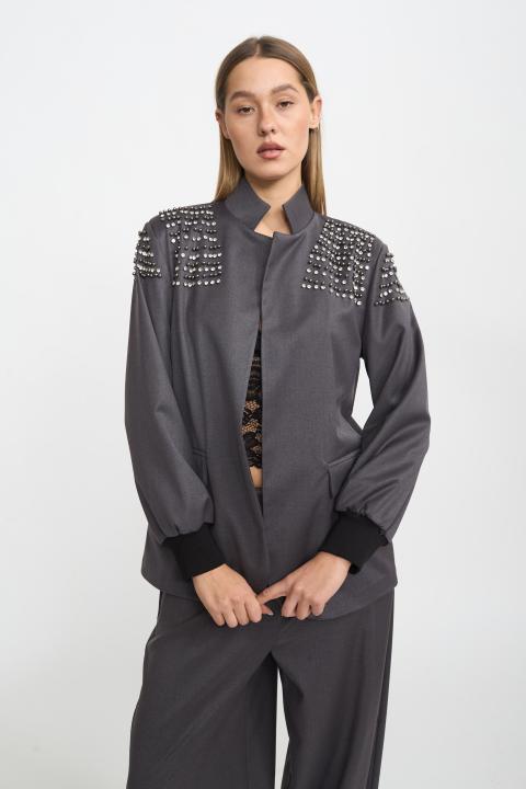 Giacca applicazioni spalla grigio - Autunno - Inverno 2025 | Brend