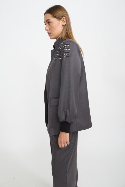 Giacca applicazioni spalla grigio - Autunno - Inverno 2025 | Brend