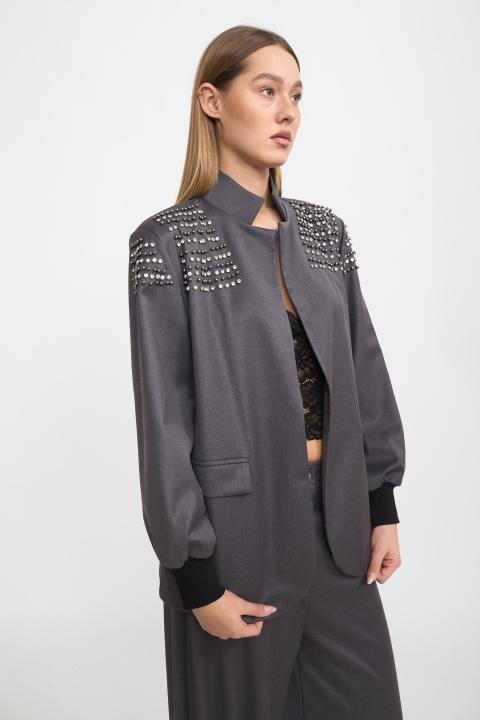 Giacca applicazioni spalla grigio - Autunno - Inverno 2025 | Brend