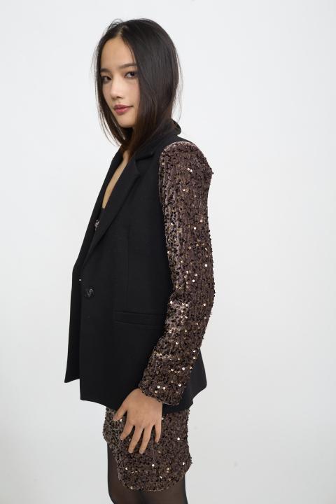 Giacca manica paillettes nero/moro - Autunno - Inverno 2025 | Brend