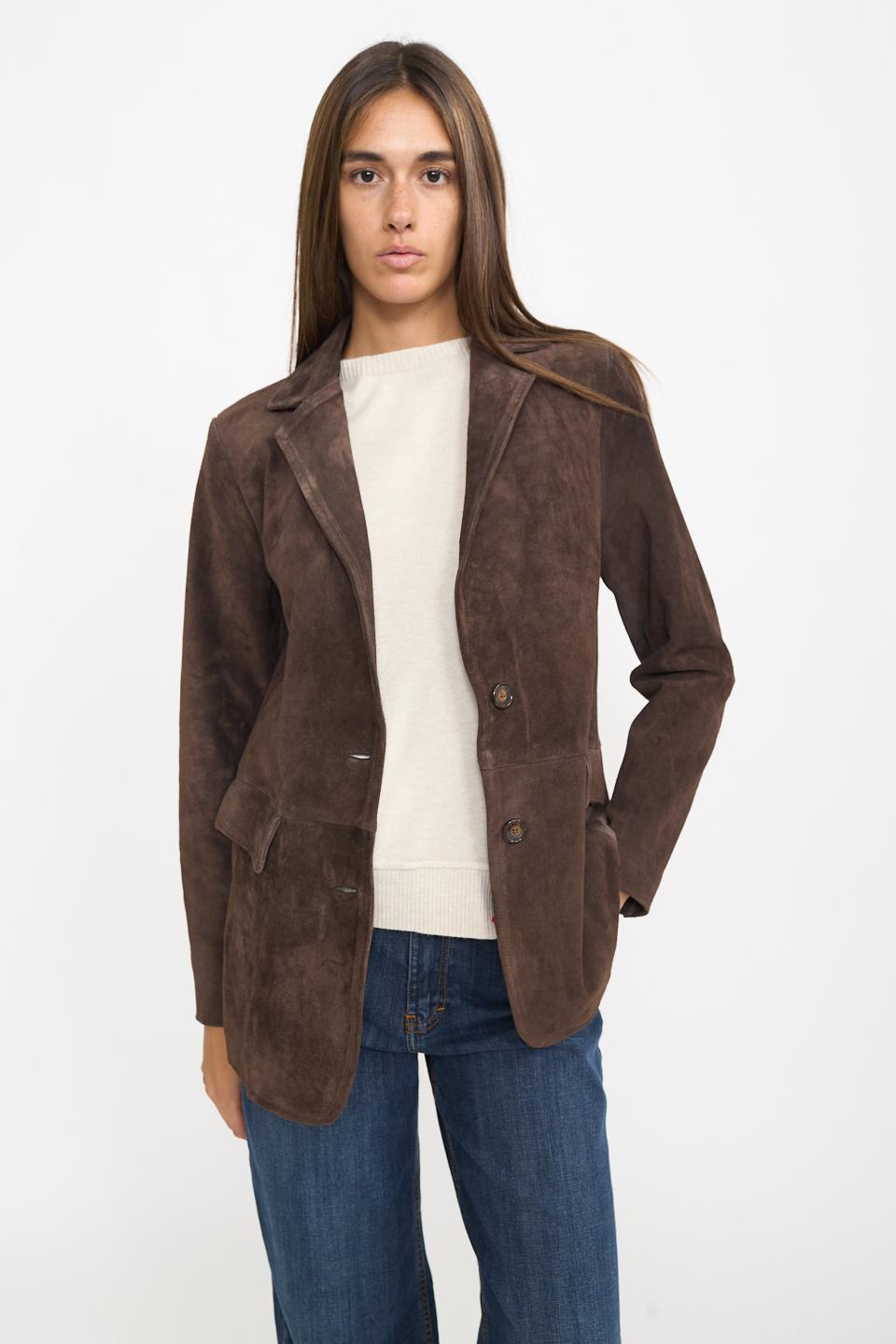 Giacca scamosciata pattine marrone - Autunno - Inverno 2025 | Brend