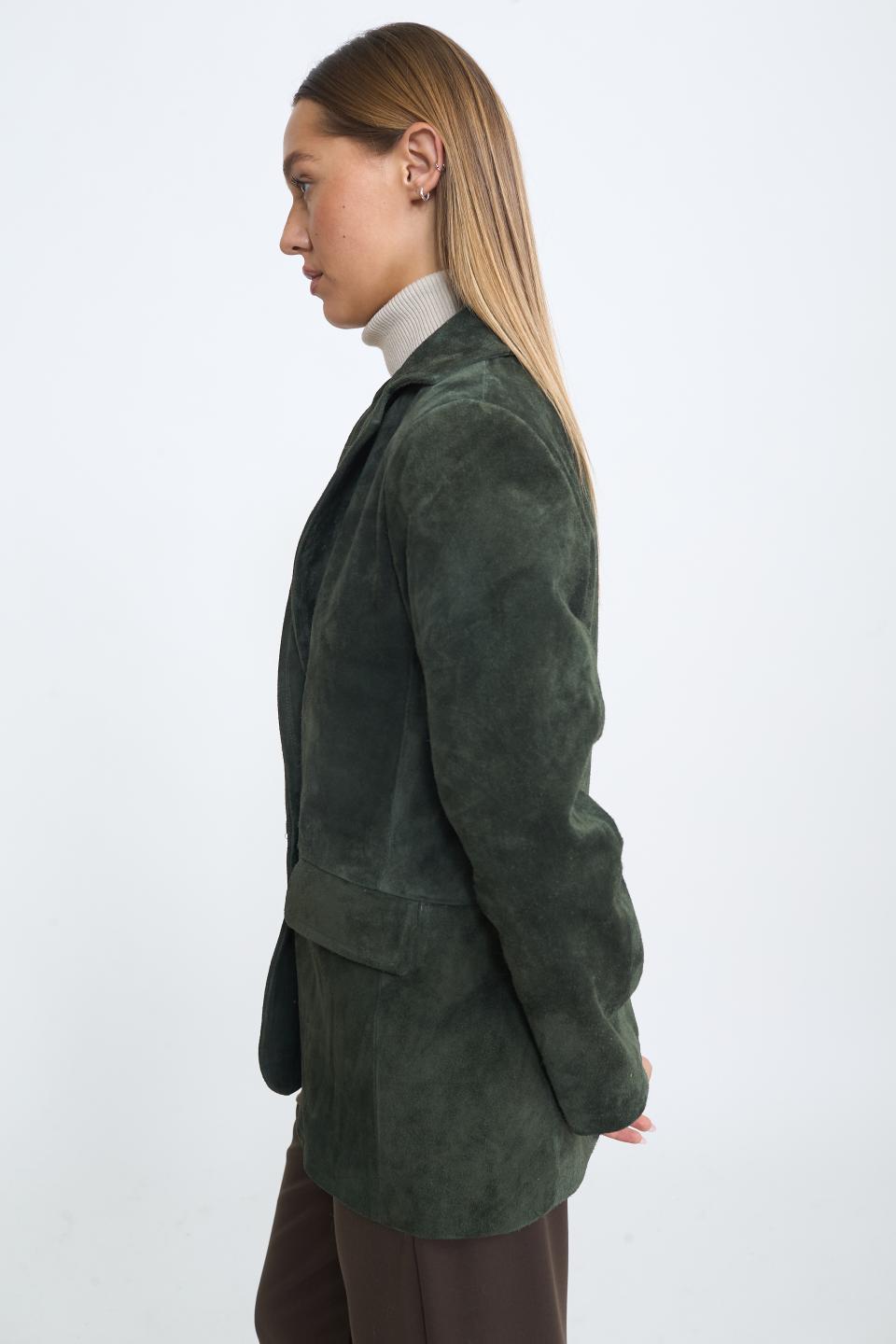 Giacca scamosciata pattine verde bottiglia - Autunno - Inverno 2025 | Brend