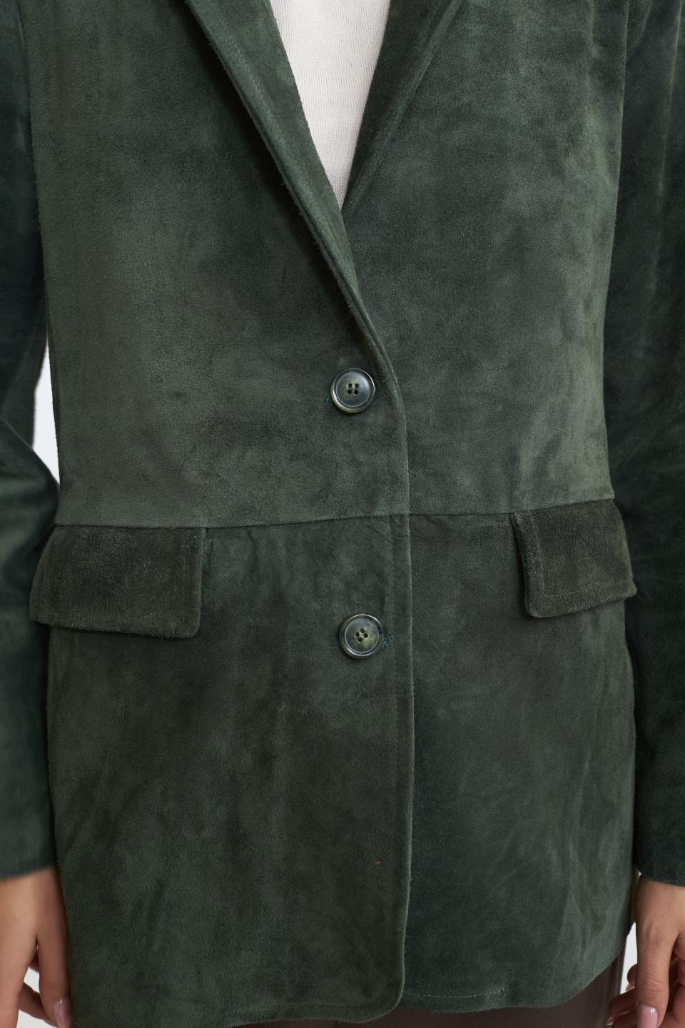 Giacca scamosciata pattine verde bottiglia - Autunno - Inverno 2025 | Brend