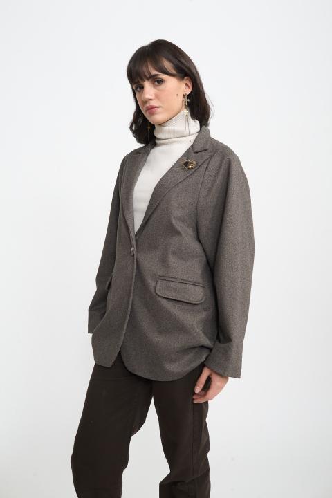 Giacca over bottoni gioiello moro - Autunno - Inverno 2025 | Brend