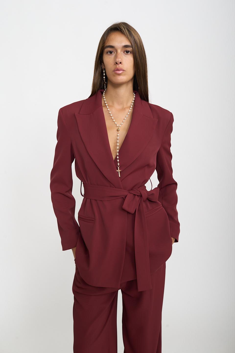 Giacca revers con fusciacca bordeaux - Autunno - Inverno 2025 | Brend