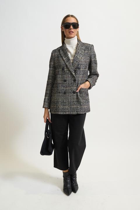 Giacca doppio petto check nero - Autunno - Inverno 2025 | Brend