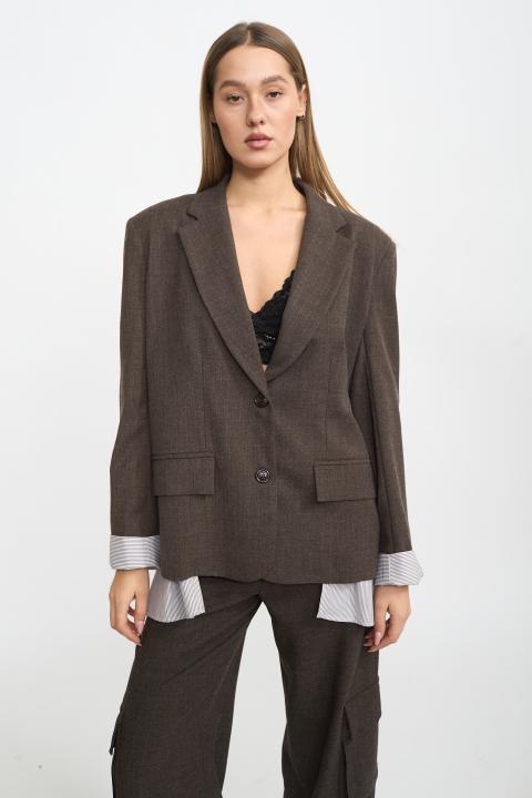 Giacca inserto camicia rigata moro - Autunno - Inverno 2025 | Brend