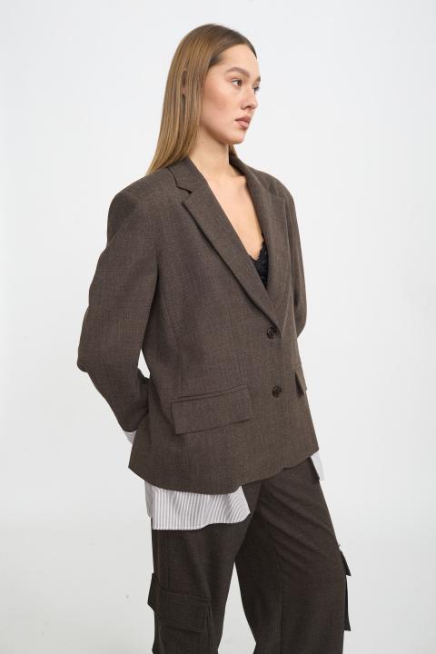 Giacca inserto camicia rigata moro - Autunno - Inverno 2025 | Brend