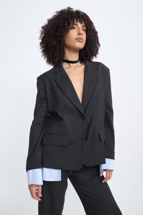 Giacca inserto camicia rigata nero - Autunno - Inverno 2025 | Brend