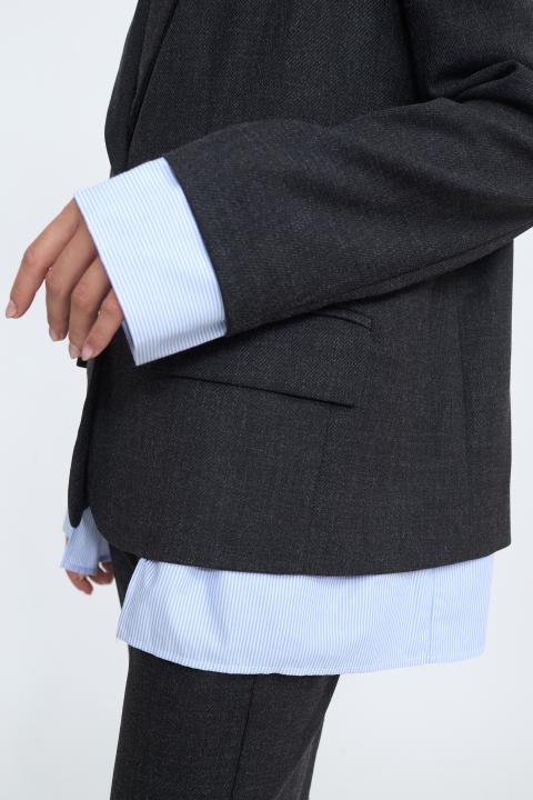 Giacca inserto camicia rigata nero - Autunno - Inverno 2025 | Brend