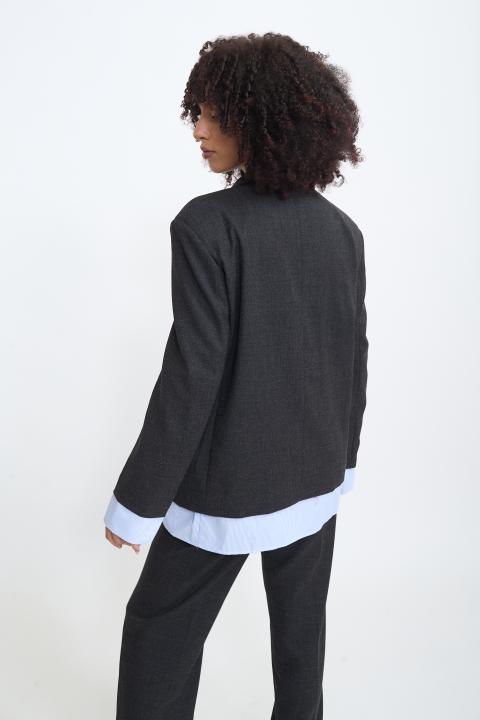 Giacca inserto camicia rigata nero - Autunno - Inverno 2025 | Brend