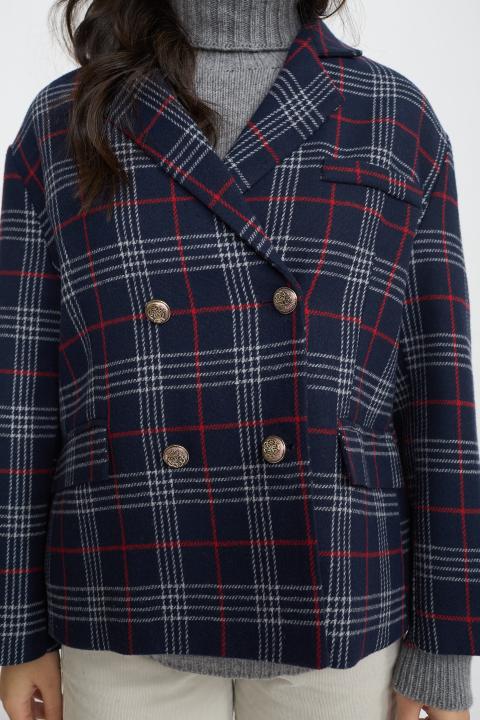 Giacca over doppio petto check blu - Autunno - Inverno 2025 | Brend