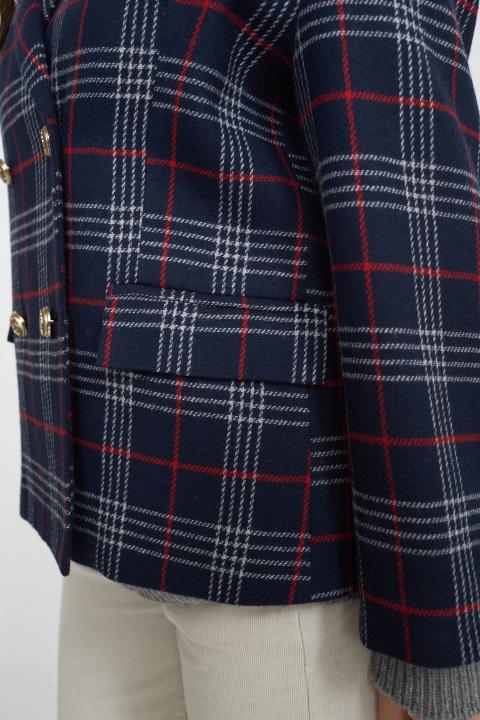 Giacca over doppio petto check blu - Autunno - Inverno 2025 | Brend