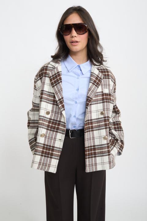Giacca over doppio petto check burro - Autunno - Inverno 2025 | Brend