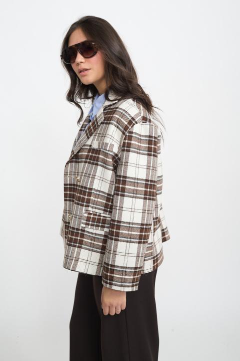 Giacca over doppio petto check burro - Autunno - Inverno 2025 | Brend