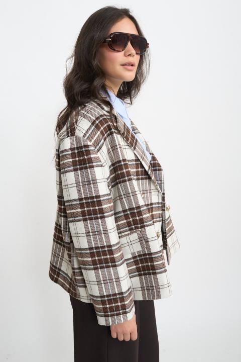 Giacca over doppio petto check burro - Autunno - Inverno 2025 | Brend