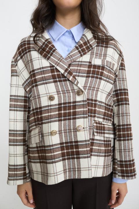 Giacca over doppio petto check burro - Autunno - Inverno 2025 | Brend