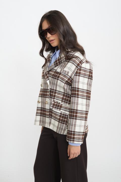 Giacca over doppio petto check burro - Autunno - Inverno 2025 | Brend