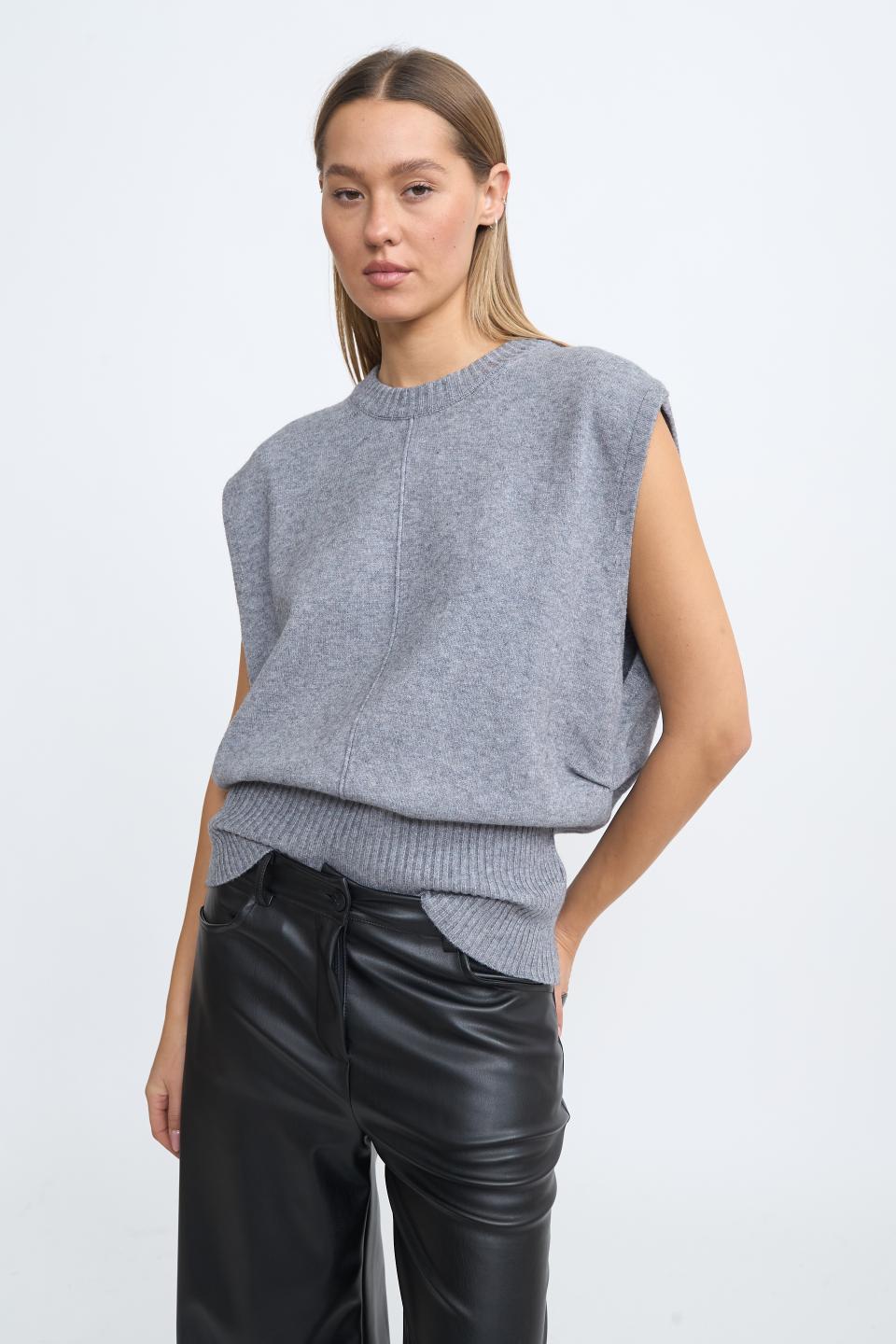 Gilet fascia costine grigio melange - Autunno - Inverno 2025 | Brend